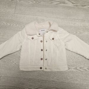 Old Navy White Kids Jacket with Brown Buttons